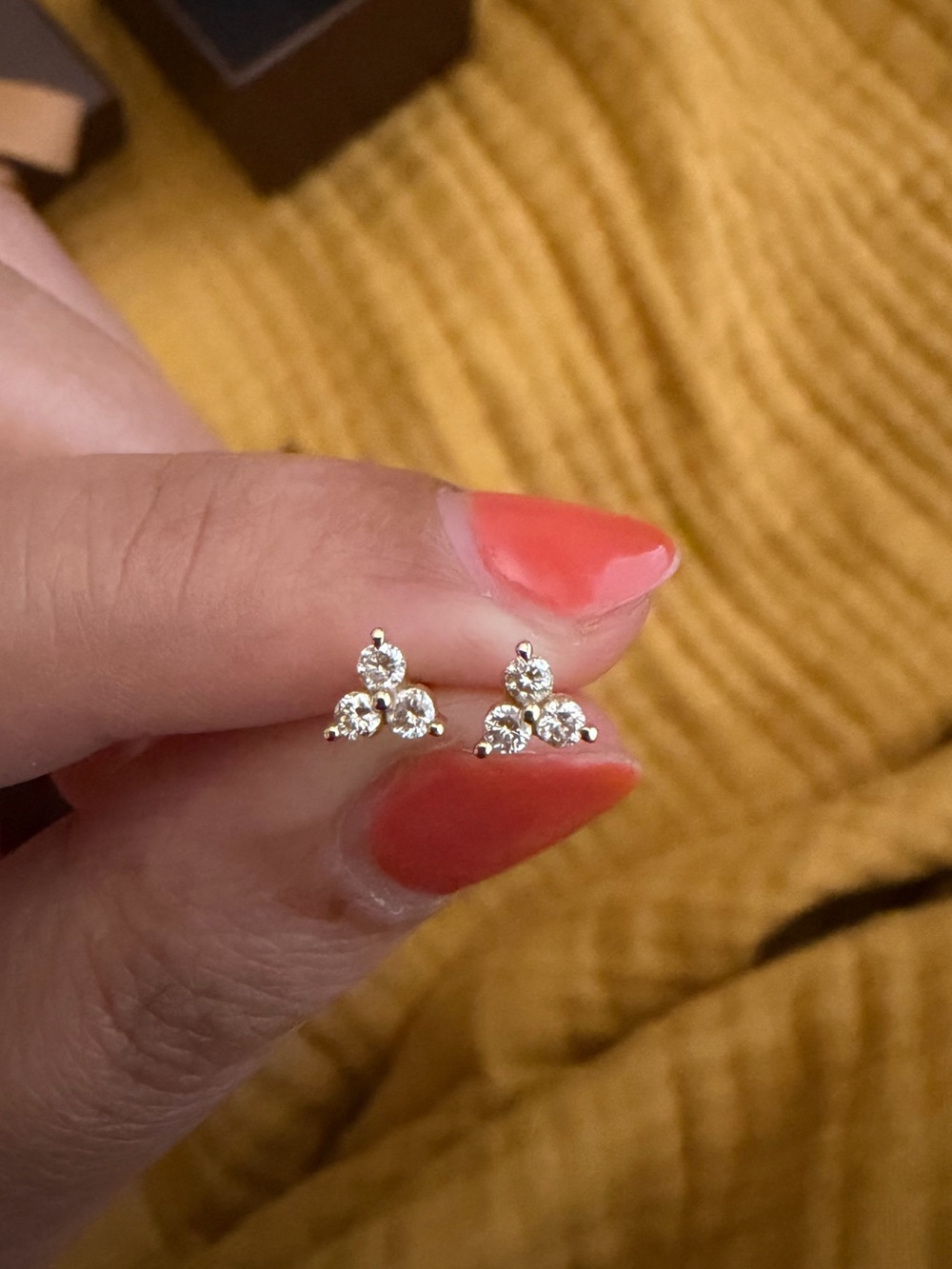 14k Gold Diamond Trio Studs